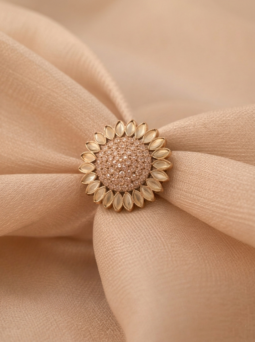 Zinnia Mirror Petal Adjustable Ring