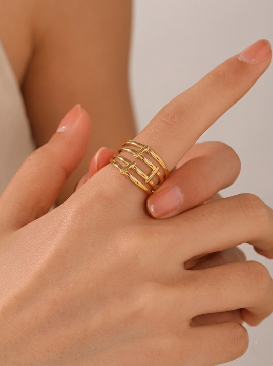 Aura Geometric Adjustable Ring