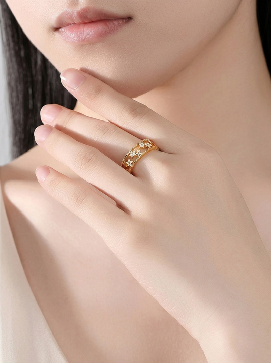 Astra Beaded Star Adjustable Ring