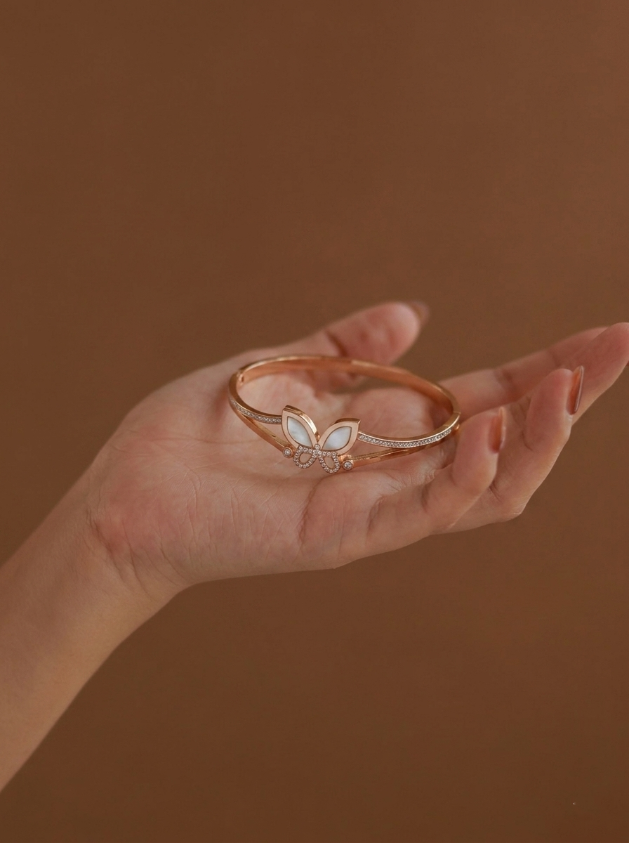 Tara Mother-of-Pearl Butterfly Bangle