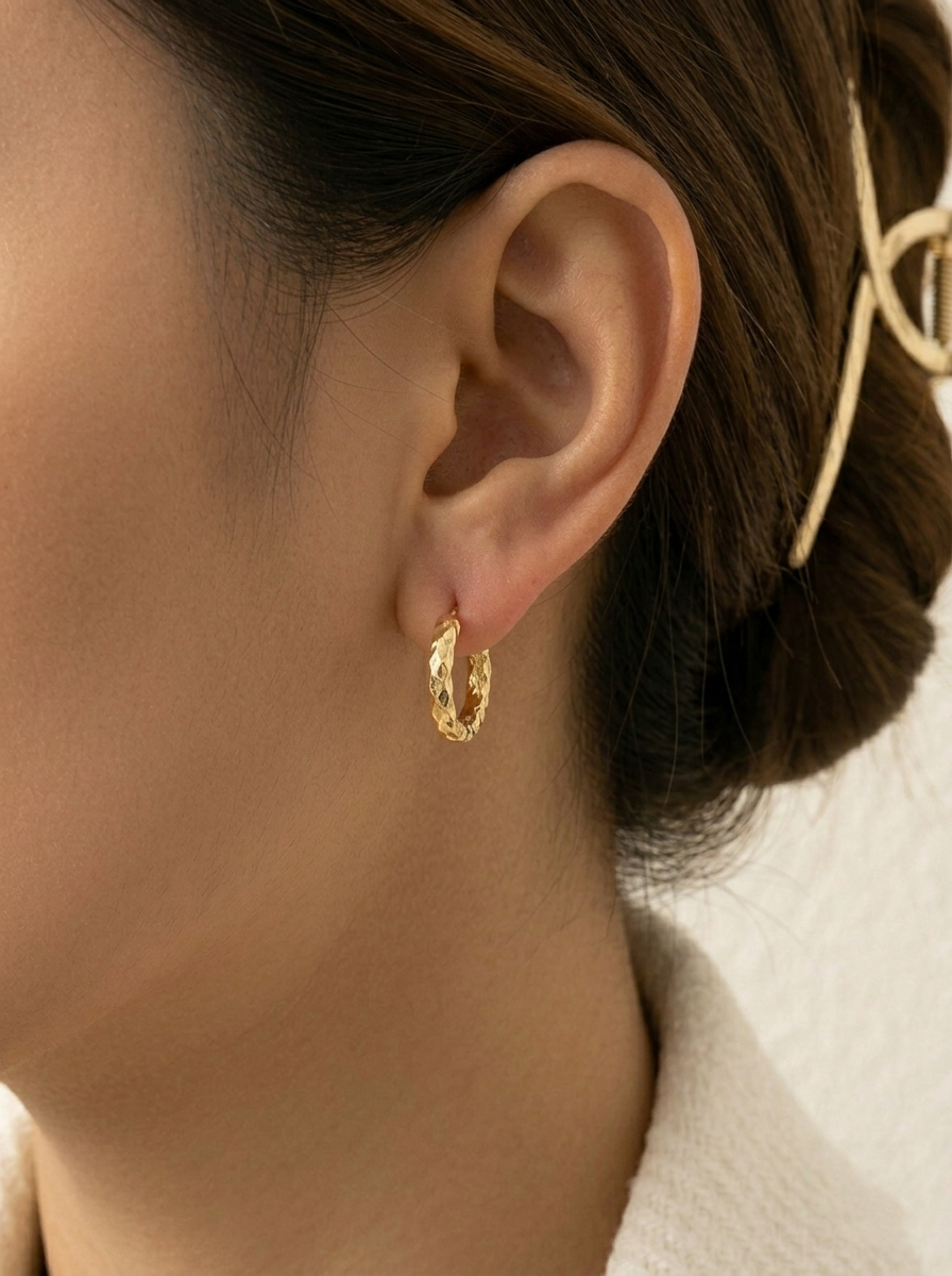 Lyra Hammered Crescent Hoops
