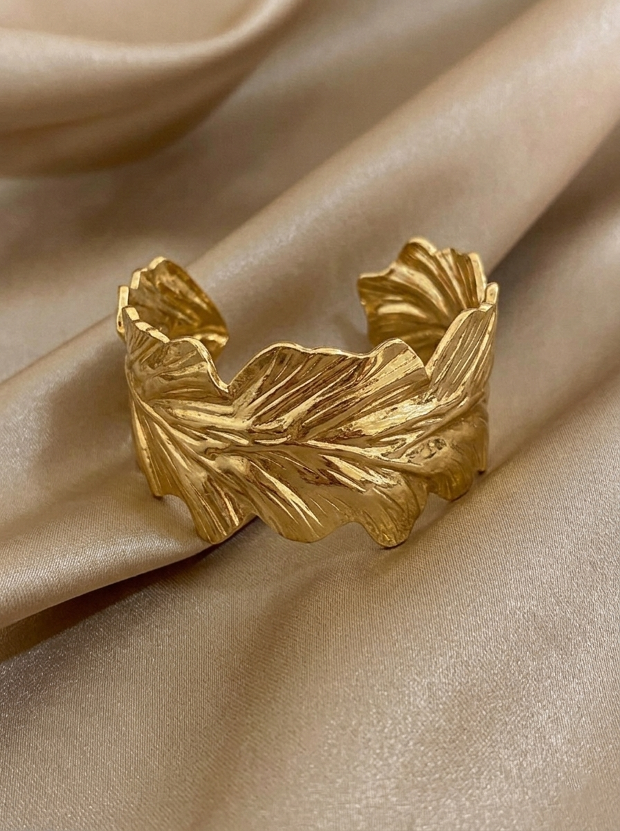 Vanya Sculptural Leaf Cuff
