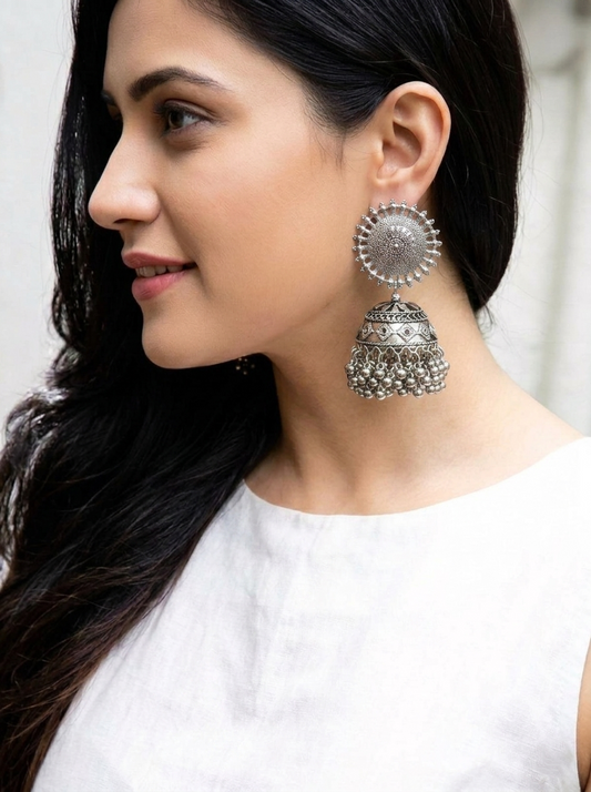Aura Grand Oxidised Jhumkas