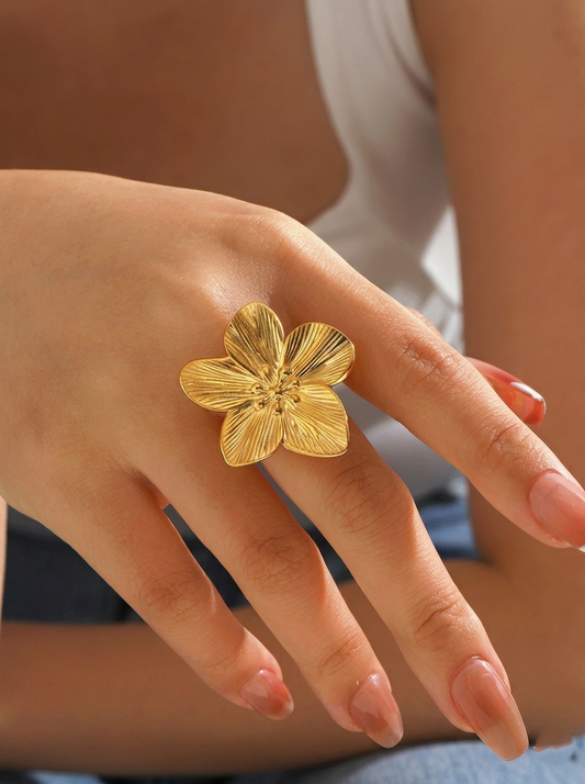 Hibiscus Molten Adjustable Ring