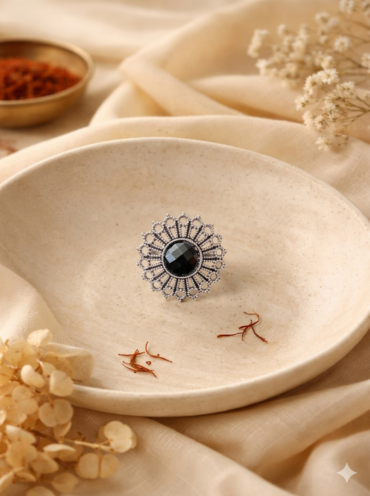 Zia Onyx Adjustable Ring