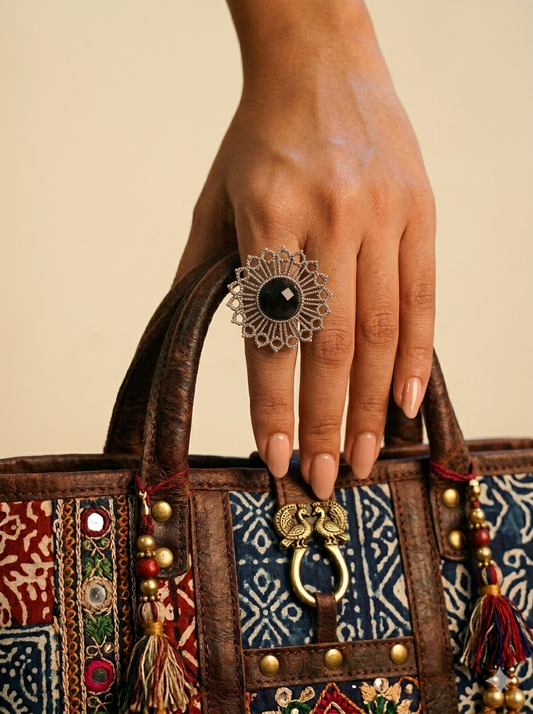 Zia Onyx Adjustable Ring