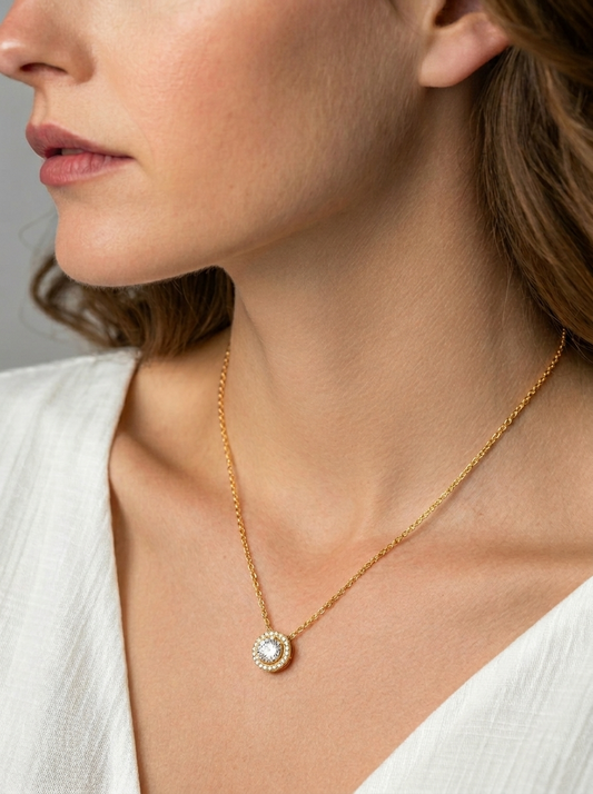 Zara Halo Solitaire Necklace