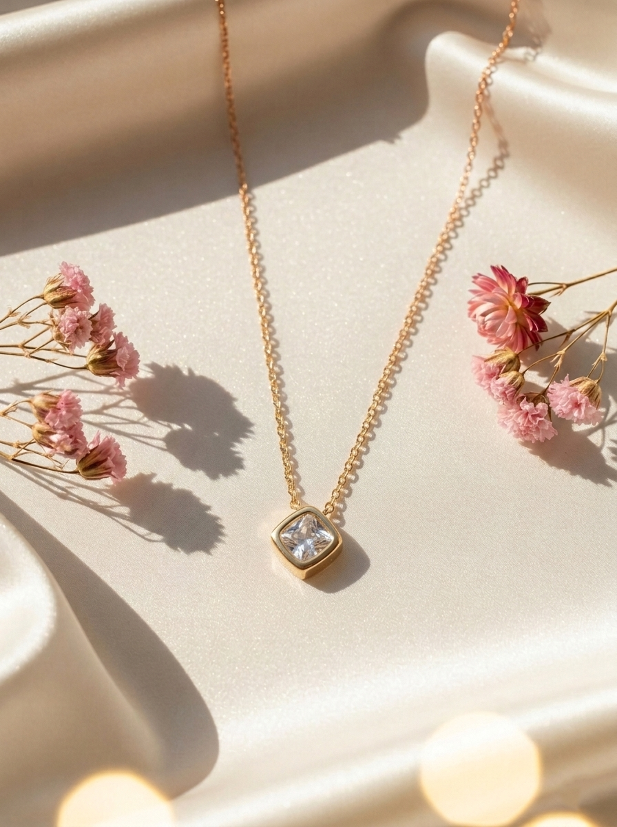 Noa Square Solitaire Necklace