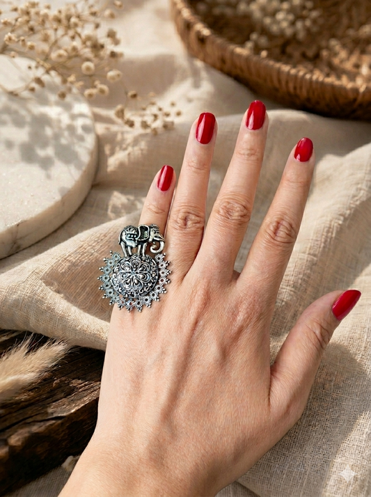 Gaja Royal Elephant Adjustable Ring