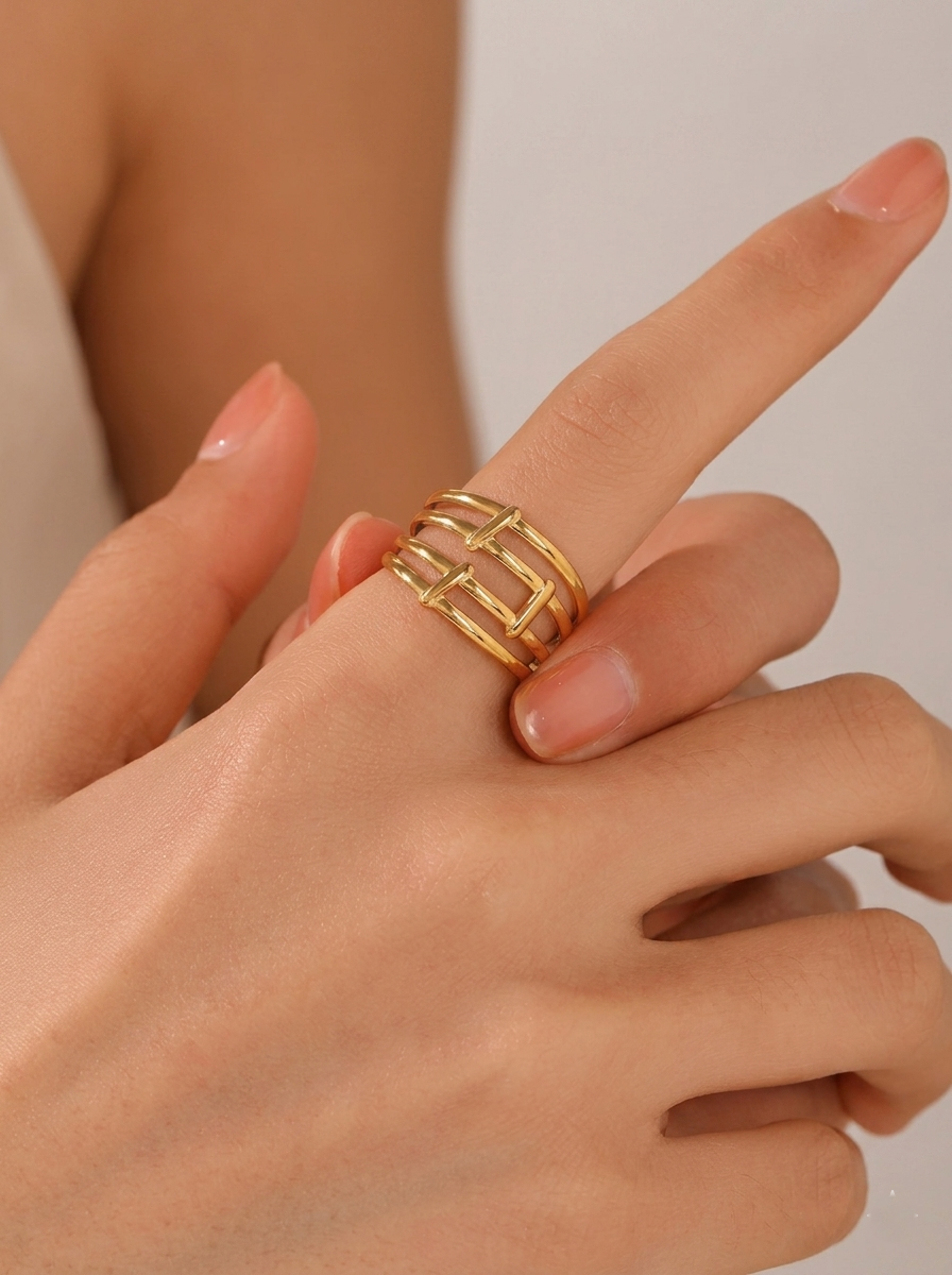 Aura Geometric Adjustable Ring
