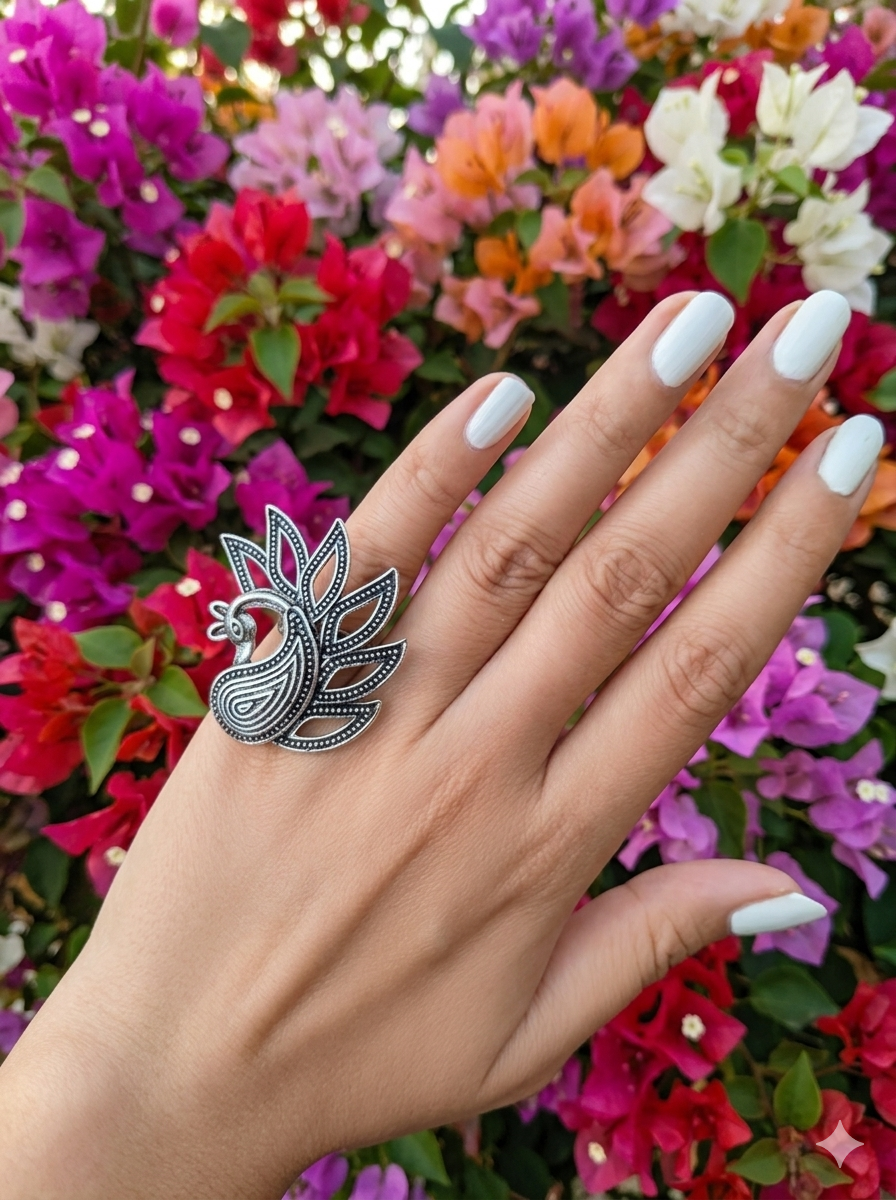 Mayuri Tribal Peacock Adjustable Ring
