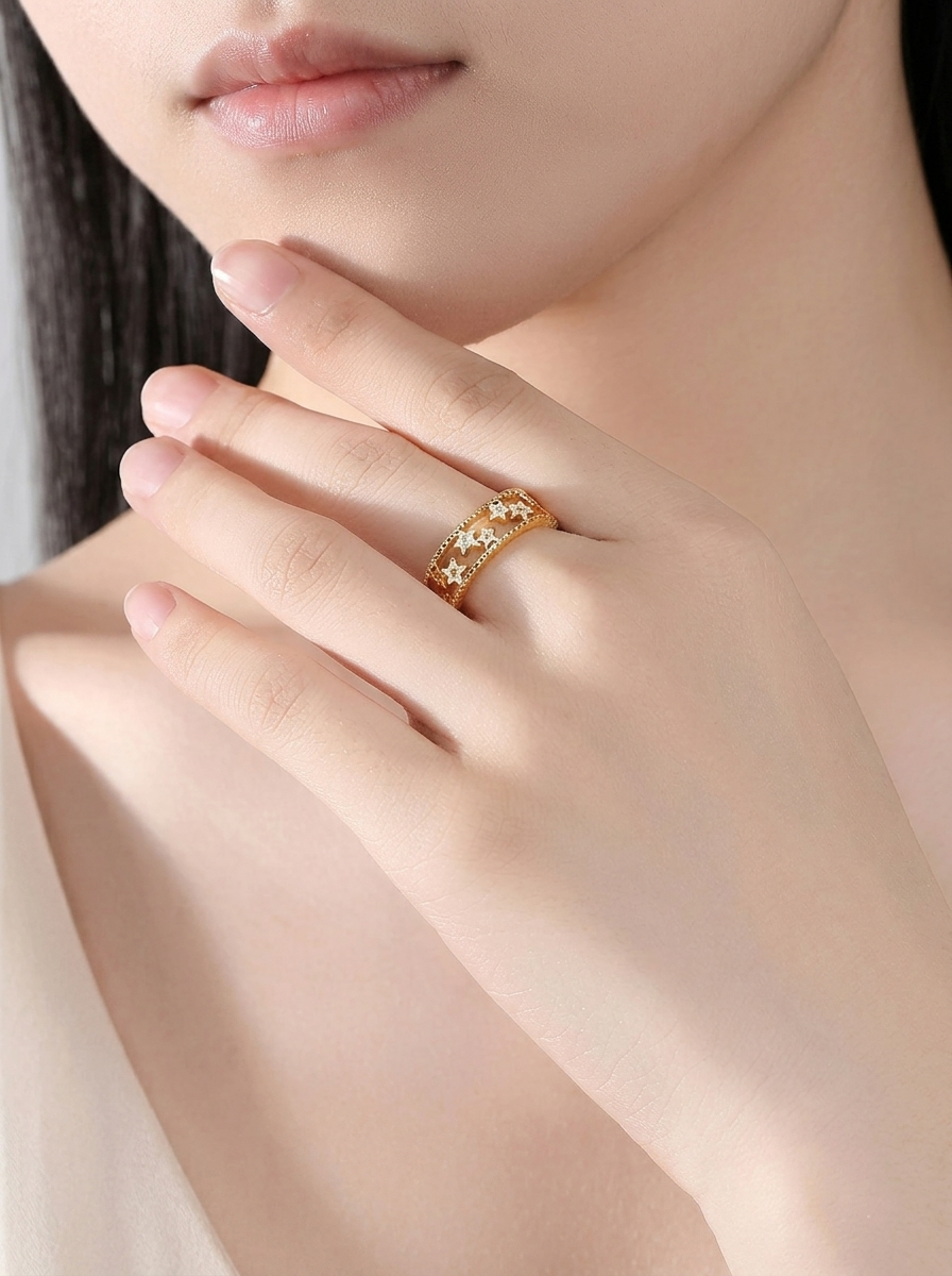 Astra Beaded Star Adjustable Ring