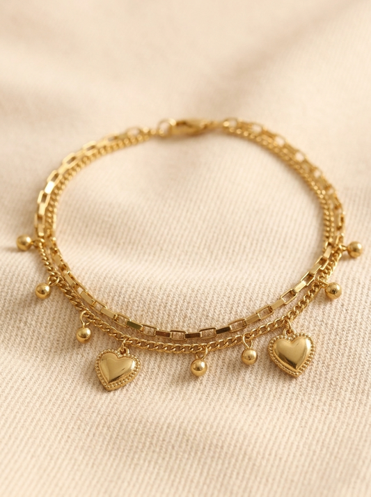 Inaya Dual-Chain Heart Bracelet
