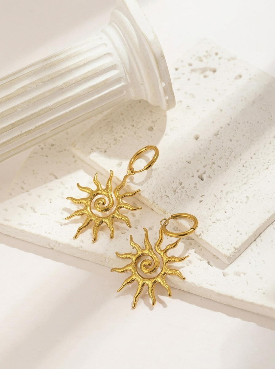 Helios Sunburst Drop Hoops