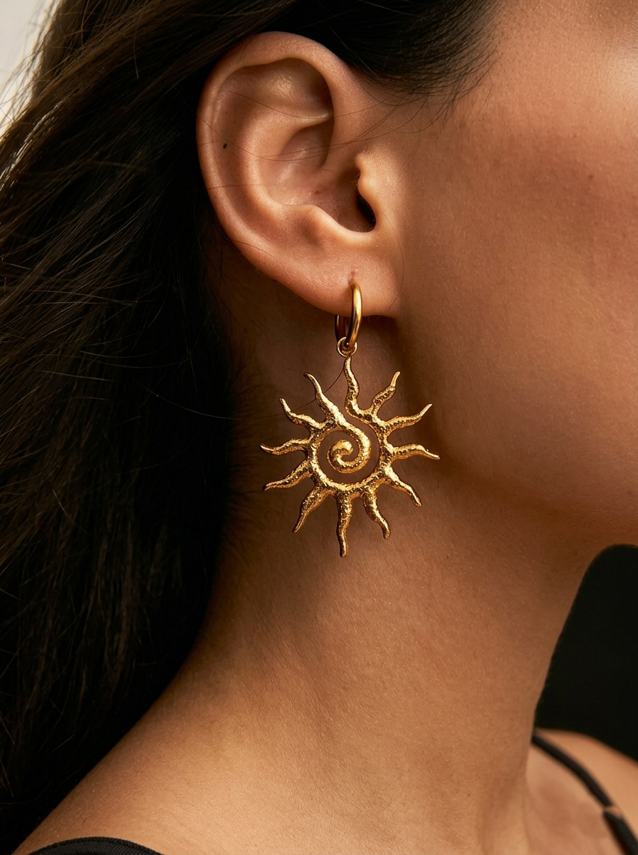 Helios Sunburst Drop Hoops