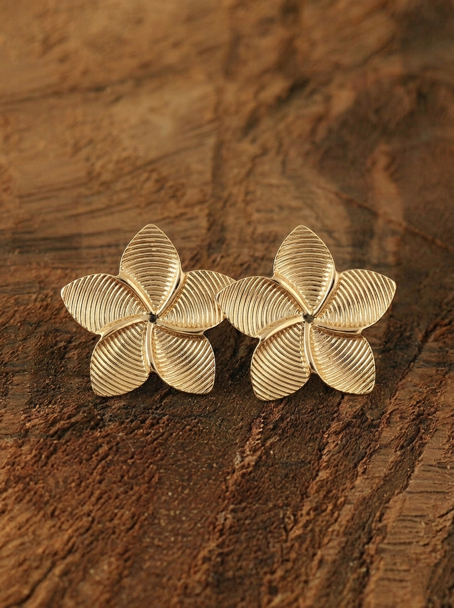 Plumeria Golden Bloom Studs