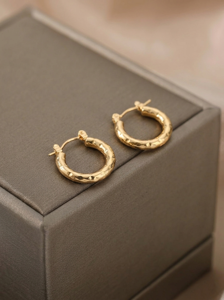 Lyra Hammered Crescent Hoops