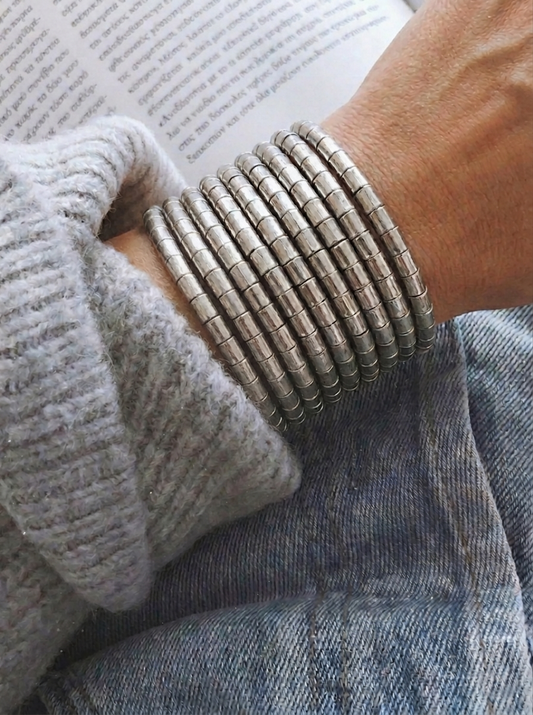 Heera Silver Stacked Coil