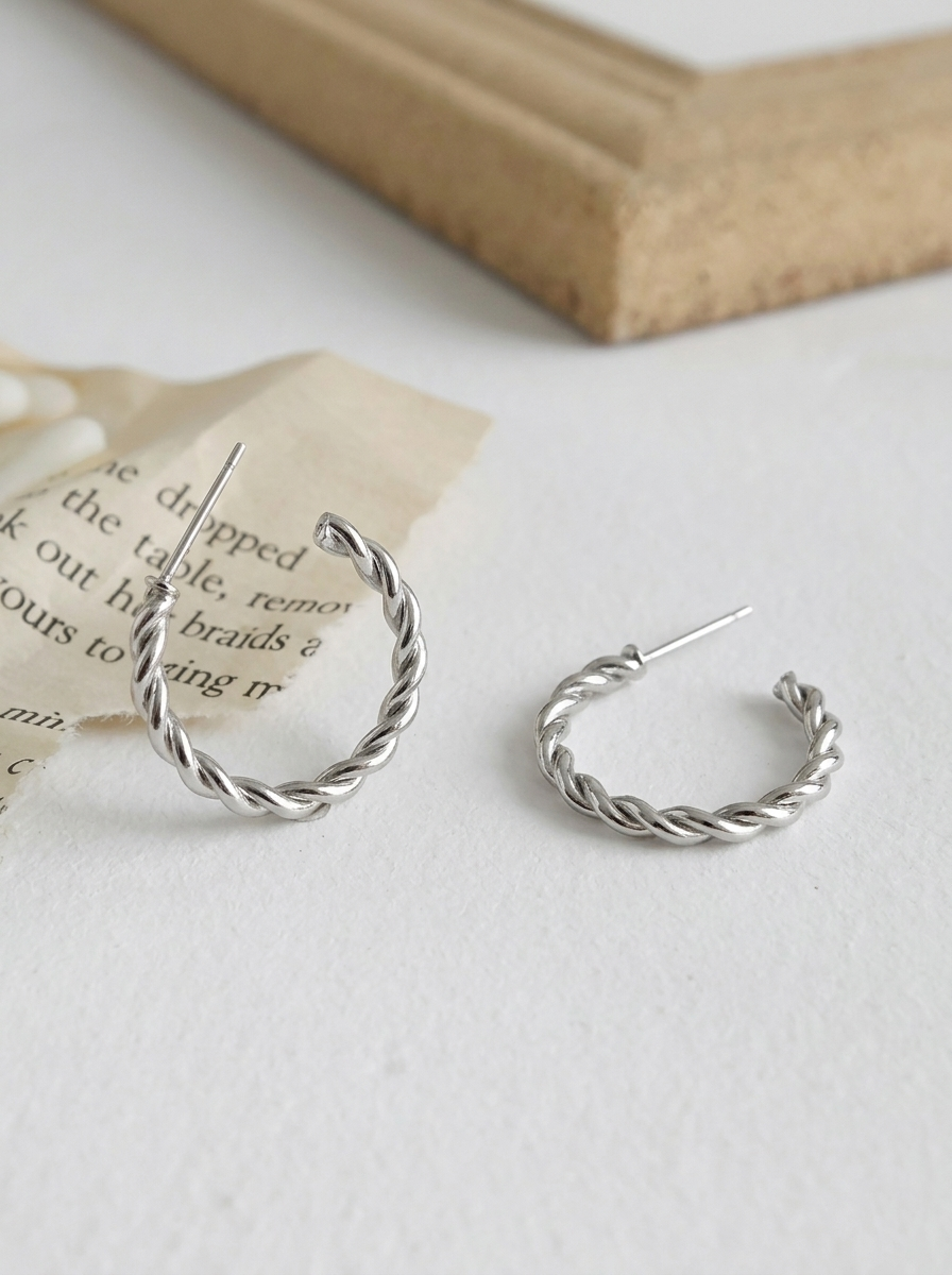 Sophia Silver Twisted Hoops