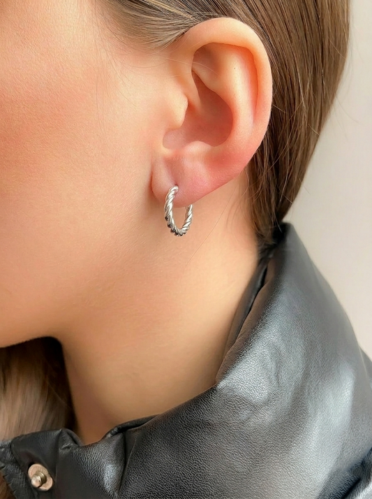 Sophia Silver Twisted Hoops