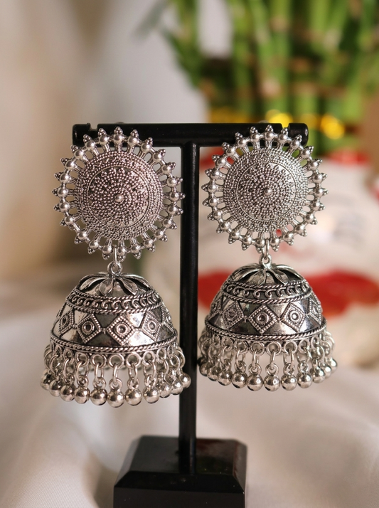 Aura Grand Oxidised Jhumkas