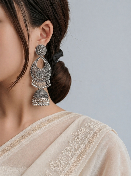 Gulnaz Floral Chandbali Jhumkas